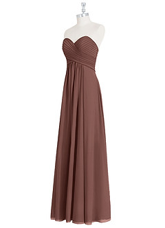 Azazie Yazmin Abiti da Damigella Abito Convertibile A-Line in Chiffon Scollo a Cuore Espresso image10