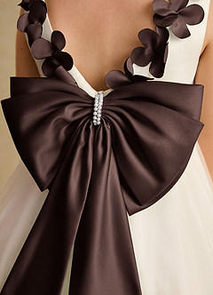 Azazie Lilli Flower Girl Dresses Ivory Ganache A-Line Bow Tulle Dress image6