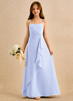 Azazie lolly Girls Formal Robe Demoiselle D'honneur Fillette Robe Trapèze en Mousseline de soie Plissée Lavande image3