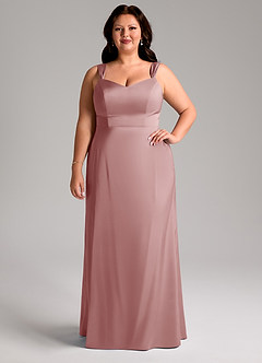 Azazie Denice Vestidos de madrinha de casamento Vestido Rosa Empoeirada de Cetim elástico de Bainha com Plissado image8