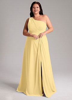 Azazie Brooke Bridesmaid Dresses Butter A-Line One Shoulder Chiffon Dress image10