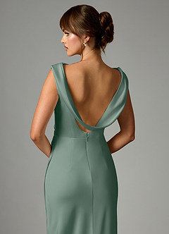 Azazie Kieryn Robes de demoiselle d'honneur Robe Sirène en Satin extensible Plissée Sauge D'argent image2