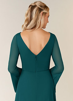 Azazie Teraso Mother of the Bride Dresses Peacock A-Line Pleated Mesh Dress image6