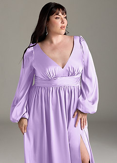 Azazie Norah Bridesmaid Dresses Lilac A-Line Stretch Satin Dress image12