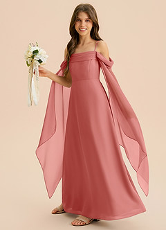 Azazie Moana Junior Linia A Pofałdowany Szyfon Długość podłogi Młodsza druhna Sukienka image5