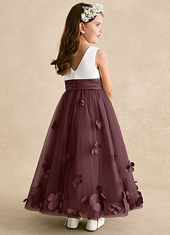 Azazie Vi Flower Girl Dresses Sangria A-Line Sleeveless Tulle Dress image4