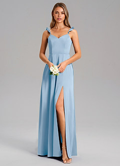 Azazie Everett Bridesmaid Dresses Powder Blue A-Line Stretch Satin Dress image5
