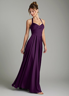 Azazie Tenaya Bridesmaid Dresses Grape A-Line Sweetheart Neckline Stretch Satin Dress image6