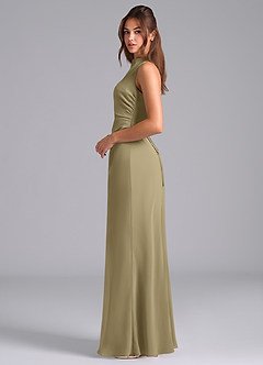 Azazie Evadne Bridesmaid Dresses Moss Green A-Line Pleated Chiffon Dress image6