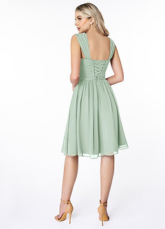 Azazie Angie Bridesmaid Dresses Agave A-Line Corset Chiffon Dress image2