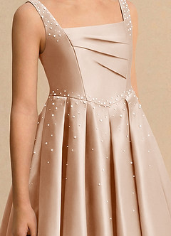 Azazie Jello Blumenmädchenkleider Ballkleid Plissee Matte Satin Kleid Englisches Rosa image5