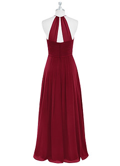Azazie Ginger Bridesmaid Dresses Burgundy A-Line Halter Pleated Chiffon Dress image7
