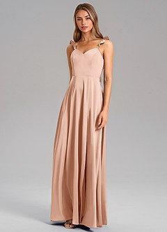 Azazie Everett Bridesmaid Dresses Rose Gold A-Line Stretch Satin Dress image4