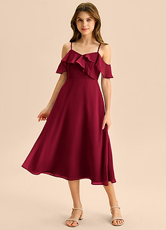 Azazie Kamilla Junior Klä av A-Line i Chiffong Av axeln image5