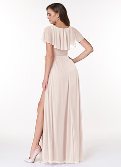 Azazie Jael Bridesmaid Dresses A-Line V-Neck Mesh Floor-Length Dress image2