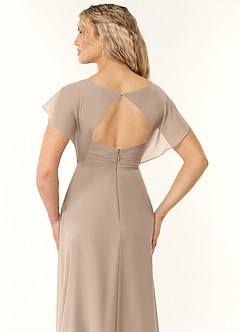 Azazie Rylee Bridesmaid Dresses Taupe A-Line Pleated Chiffon Dress image2