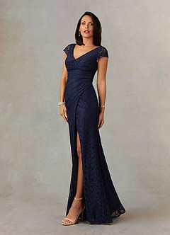 Upstudio Clifton Vendita Finale Abito Sirena in Pizzo Plissettato Marino Scuro image2