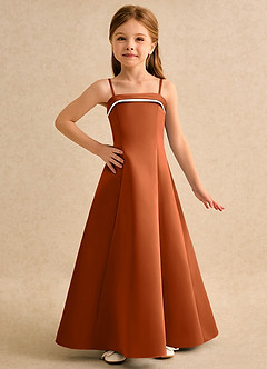 Azazie Izel Girls Formal Flower Girl Klänningar Klä A-Line i Matt satäng Plisserad image5