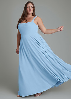 Azazie Shaude Bridesmaid Dresses Powder Blue A-Line Pleated Chiffon Dress image10