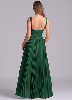 Azazie Mina Final Sale Dark Green A-Line Pleated Chiffon Dress image7