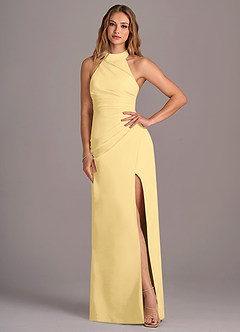 Azazie Jemma Brautjungfernkleider Etui Plissee Chiffon Kleid Butter image4