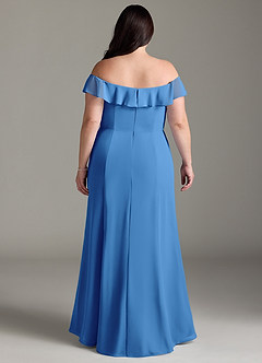 Azazie Sophie Robes de demoiselle d'honneur Robe Trapèze Convertible en Mousseline de soie Épaule décolletée Geai Bleu image7