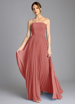 Azazie Mariana Bridesmaid Dresses Antique Rose A-Line Strapless Chiffon Dress image1