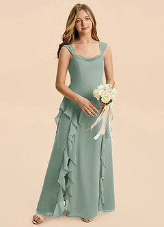 Azazie Sloane Junior Silver Sage A-Line Sweetheart Neckline Chiffon Dress image3