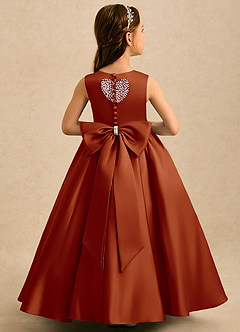 Azazie Heartsong Robe Demoiselle D'honneur Fillette Robe Princesse en Mat Satiné Arc Paprika image1