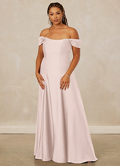 Christian Siriano Bridal for Azazie 1002 Bridesmaid Dresses Blushing Pink A-Line Off the Shoulder Stretch Satin Convertible Dress image11