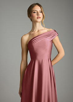 Azazie Melanie Suknie dla druhen Linia A Zza ramienia Satyna elastyczna Do ziemi Sukienka image6