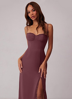 Barbie ♥ Azazie Bridesmaid Dresses Sangria Sheath Corset Chiffon Dress image4
