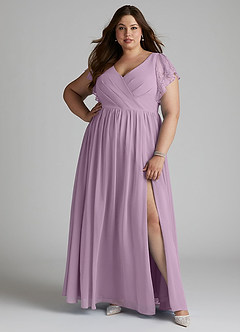 Azazie Zella Bridesmaid Dresses Wisteria A-Line Lace Chiffon Dress image8
