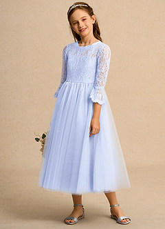 Azazie Lamb Girl vestidos de niña de las flores Vestido de Lavanda de Encaje de Princesa image3