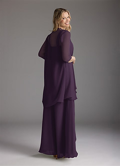 Azazie Weisz Mother of the Bride Dresses Plum A-Line Square Neckline Pleated Chiffon Dress image2