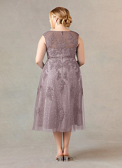 Azazie Flynn Abiti per la Madre della Sposa Abito A-Line in Tulle in Pizzo con Scollo a Barca Dusk image7