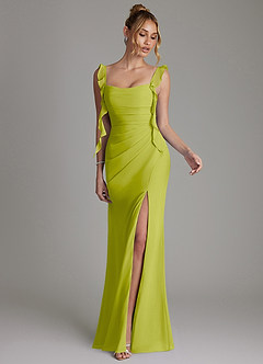 Azazie Jessamine Bridesmaid Dresses Lemongrass Mermaid Corset Chiffon Dress image4