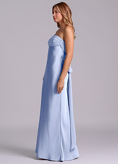 Azazie Ailanie 신부 들러리 드레스 쉬스 스트랩리스 스트레치 새틴 바닥 길이 드레스 image6