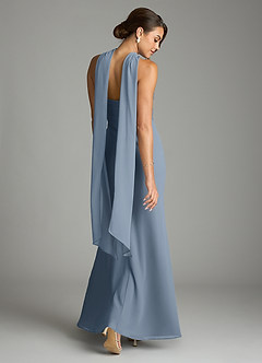 Azazie Saylor Brudtärnklänningar Klä av Sjöjungfru i Chiffong Axelbandslös Dammblå image9