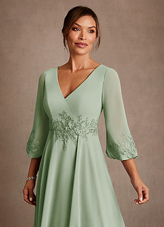 Azazie Ana Klänningar till brudens mor Klä A-Line i Chiffong Spets Dusty Sage image5
