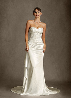 Azazie Angel Wedding Dresses Antique White Mermaid Strapless Charmeuse Dress image1