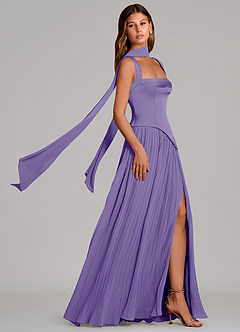 Azazie Stephanie Vestidos de damas de honor Vestido de Tahití de Satén Elástico de Corte en A con Plisado image3