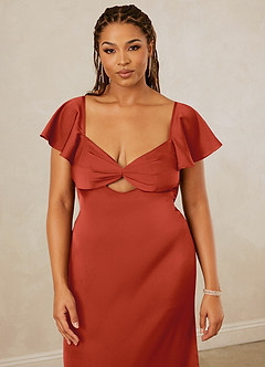 Christian Siriano Bridal for Azazie 1005 Bridesmaid Dresses Rust Sheath Sweetheart Neckline Stretch Satin Dress image14