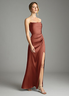 Azazie Leonis Bridesmaid Dresses Auburn Mermaid Pleated Stretch Satin Convertible Dress image6