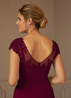 Azazie Terrano vestidos de madre de la novia Vestido de Borgoña de Encaje de Corte En A con Cucharón image5