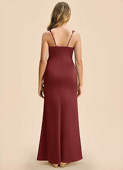 Azazie Adrienne Junior Robe Fourreau en Satin extensible Plissé Terracotta image2