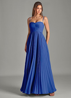 Azazie Chiana Abiti da Damigella Abito A-Line in Chiffon Senza Cinturino Blu Reale image3