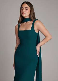 Azazie Katya Bridesmaid Dresses Pine Mermaid Square Neckline Chiffon Convertible Dress image2