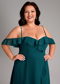 Azazie Lyra Bridesmaid Dresses Pine A-Line Chiffon Convertible Dress image17