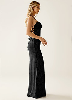 Angena Black Jacquard Open Back Summer Dress image6